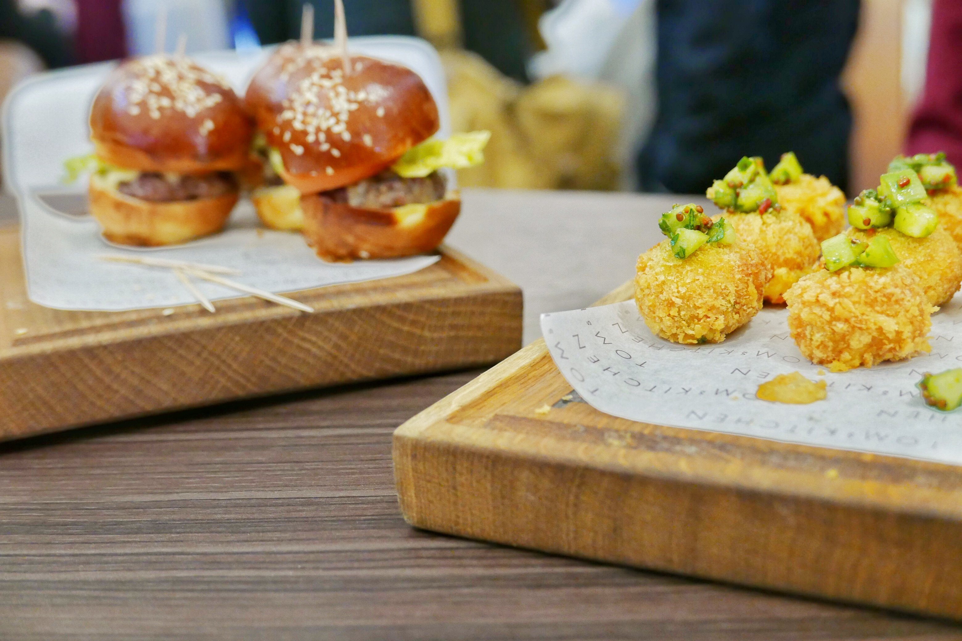 Canapes from Tom's Kitchen - sliders and crab cakes